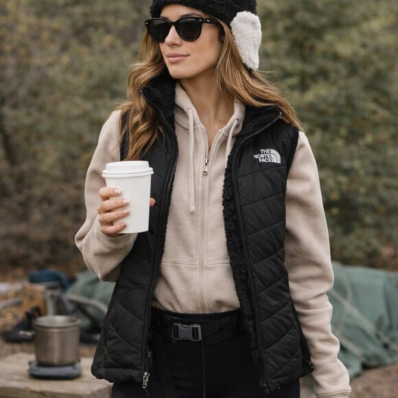 The North Face Jackets & Blazers - The North Face Mossbud Reversible Vest Black Fleece Heatseeker Gorpcore M